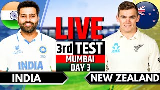 India vs New Zealand 3rd Test Day 3  IND vs NZ Live Match  Live Cricket Match Today Session 2 [upl. by Rezzani727]