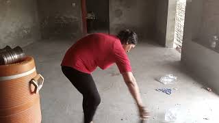 Pakistan Housewife clean Aaj Floor [upl. by Nodyarg]