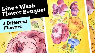 Easy Line and Wash Flowers Pt 3 [upl. by Odradlig]