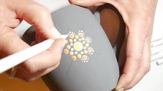 How to Paint dot mandalas with Kristin Uhrig 43 ceramic glaze mug [upl. by Akinat]