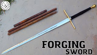 Forging a SWORD out of Rusted Iron REBAR [upl. by Jody34]