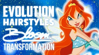 The EVOLUTION of Bloom hairstyles in transformations at the Winx Club 20042019 [upl. by Ecenaj631]