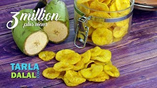 Yellow Banana Chips Banana Wafers Raw Banana Wafers by Tarla Dalal [upl. by Kenway]