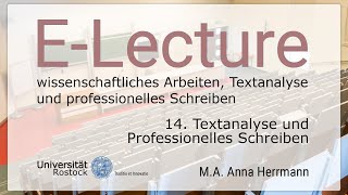 14 Textanalyse und Professionelles Schreiben [upl. by Shoshana]