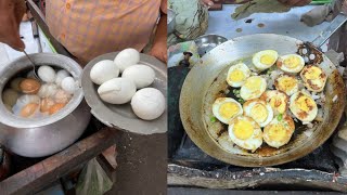 Most Popular boiled Egg fry in Kolkata  Indian Street food [upl. by Llezo]