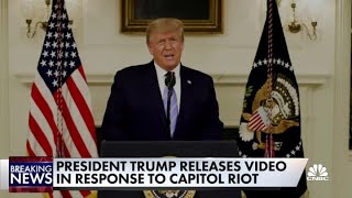 President Donald Trump releases video in response to the Capitol riot [upl. by Goldina]