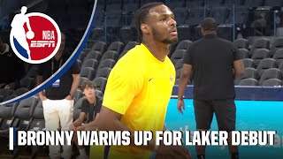 Bronny James warms up for his Summer League debut with Lakers  NBA on ESPN [upl. by Myca]