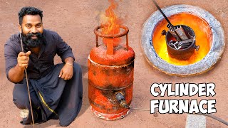 Making Metal Melting Furnace at Home  ഗ്യാസ് സിലിണ്ടർ മുറിച് ഫർനസ് ഉണ്ടാക്കി  M4 Tech [upl. by Merrick]