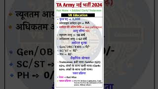 TA Army New Vacancy 2024 ll Territorial Army Recruitment 2024 ll taarmybharti2024 army job jobs [upl. by Yelrihs]