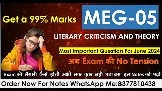 MEG05 Literary Criticism and Theory Important Questions For June 2024 ExamImpQuest with Solution [upl. by Bertram]