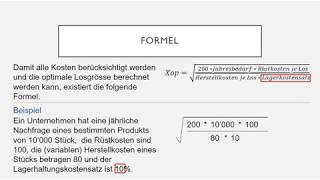 Optimale Losgrösse [upl. by Anaujal]