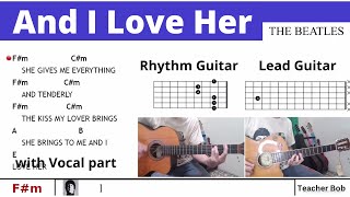 And I Love Her  The Beatles  Chords amp Lyrics with Lead Guitar and Vocal Parts TeacherBob [upl. by Janine447]