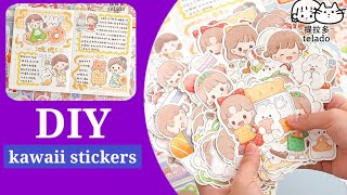 how to make kawaii sticker for journal easy to makehandmade kawaii journal stickerjournal sticker [upl. by Namhcan]