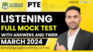 PTE Listening Full Mock Test with Answers  March 2024  Language Academy PTE NAATI amp IELTS [upl. by Anaidirib]