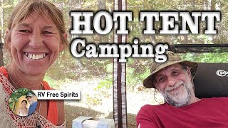 Hot Tent  1st Experience sleeping with our Winnerwell Nomad Wood Stove [upl. by Irahk]