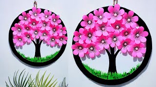 Paper Tree wall hanging craft  Paper craft for home decoration  Diy paper flower wall decoration [upl. by Yssep950]