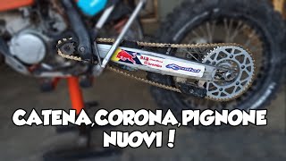 COME CAMBIARE CATENA CORONA e PIGNONE Ktm 125 exc [upl. by Latterll761]