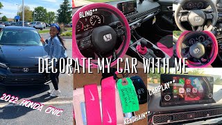 DECORATE MY NEW CAR WITH ME CAR TOUR 💕 2022 Honda Civic Sedan [upl. by Olnee]