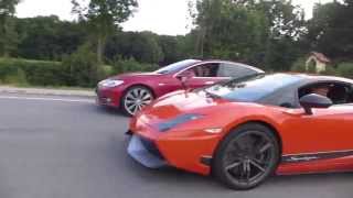 Tesla Model S P85D vs Lamborghini Gallardo LP570 4 Superleggera edizione tecnica international [upl. by Samford]