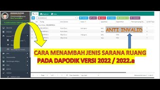 DAPODIK VERSI 20222022a  CARA MENAMBAHKAN JENIS SARANA PADA RUANG [upl. by Itnahs]