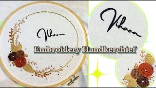 Beautiful embroidery Handkerchief  Embroidery Rumal embroidery embroiderydesign diy handmade [upl. by Ellienad771]