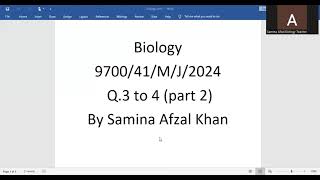 A Level Biology Paper 41 May June 2024 Part2 Q 3 amp 4 [upl. by Alliw]