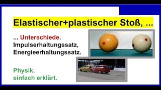 Elastischer Stoß vs plastischer Stoß Impulserhaltungssatz Energieerhaltungssatz Physik [upl. by Alakam454]