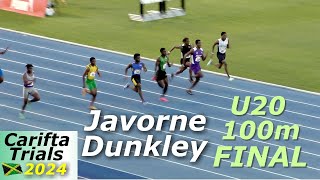 Javorne Dunkley  Elite Perfor  Raheem Pinnock  Boys U20 100m Final  Carifta Trials Jamaica 2024 [upl. by Jerald]