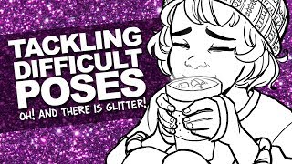 DIFFICULT POSES and GLITTER  Maple is Back  DrawingWiffWaffles [upl. by Rachael]