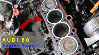 Engine Head Gasket Replacement On Audi 80 From Start To Finish [upl. by Adiol]