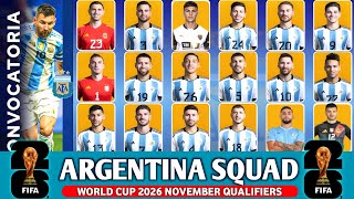 Argentina Squad amp Potential Starting Lineup For FIFA World Cup 2026 Qualifying Matches In November [upl. by Dorena]