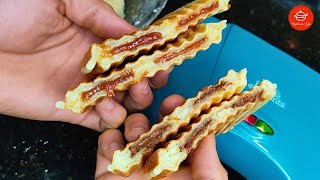 WAFFLES DE BUÑUELO RELLENO 🤤🤯 En sanduchera super fácil y delicioso [upl. by Nossah]