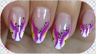 Long Petals Simple One Stroke Nail Art Technique [upl. by Htiekram964]