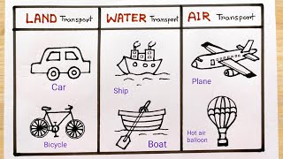 Different Transport System sketch easy  Air Transport name for Travel Transport system sketch easy [upl. by Cusick916]