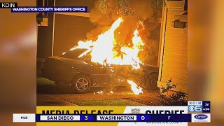 Arson suspect lit car on fire before fleeing from scene deputies say [upl. by Tiana]