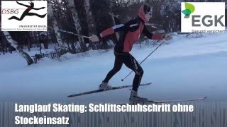 Langlauf Skating Schlittschuhschritt ohne Stockeinsatz [upl. by Aimahc]