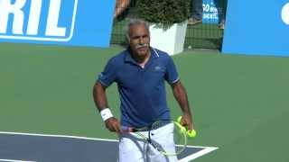 Mansour Bahrami amp Yannick Noah playing with giant tennis ball amp many small tennis ballsGreat Fun [upl. by Eittap]