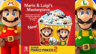 Cold Stone Creamery Mario amp Luigis Masterpiece Super Mario Maker 2 Ice Cream [upl. by Lekcim232]