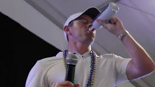 Rory McIlroy chugs beer and belts out karaoke classic in wild golf celebrations [upl. by Arno]