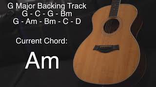 G Major Guitar Backing Track Shows Current Chord on Screen [upl. by Dierolf]