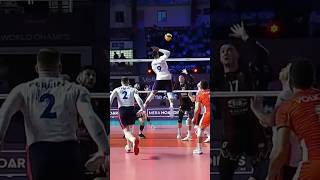 Earvin Ngapeth leaves the middle blocker out of work😁 epicvolleyball volleyballworld volleyball [upl. by Lachlan637]