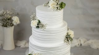 How to make a 3 tiered WHIPPED CREAM Wedding cake [upl. by Alleinnad]