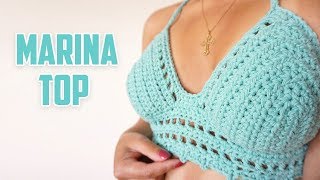 MARINA TOP TEJIDO A CROCHET FACIL  Daniis Ways ♡ [upl. by Ahsitruc]