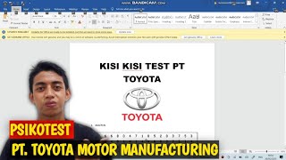 KISI KISI PSIKOTEST PT TOYOTA [upl. by Dud]