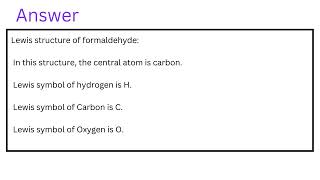 Lewis structure of formaldehyde [upl. by Ollopa]