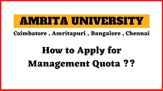 Amrita Management quota  How to Apply  Amrita aeee2021 [upl. by Yennaiv]