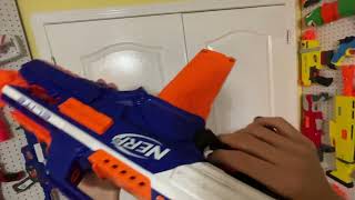 Nerf NStrike elite rapidstrike CS18 inspect reload and firing [upl. by Enyalaj]