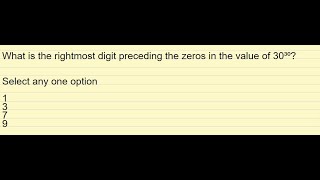 What is the rightmost digit preceding the zeros in the value of 30³⁰ [upl. by Analart]