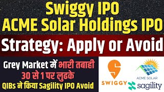 FINAL DECISION🟥Swiggy IPO Apply or Avoid  ACME Solar IPO GMP Crashed [upl. by Roice]