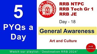 RRB Previous Year Questions GK GS Art and Culture Day 18 [upl. by Ennailuj]